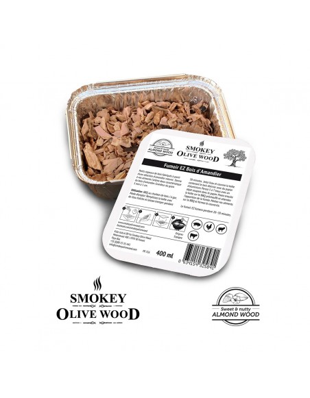 Boite de copeaux d'amandier et épices pour le fumage 400 ml Smokey Olive Wood
